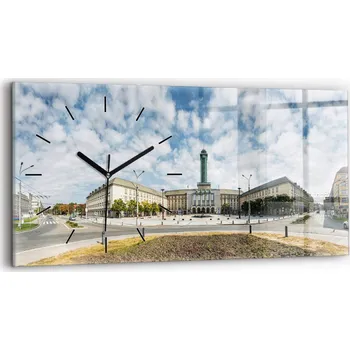 Hodiny Moderní skleněné hodiny s grafikou na zeď 60x30 cm Panorama města Ostrava
