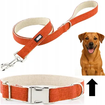 Obojek pro psa Vodítko a obojek pro psa, nastavitelný, silný komplet HUGGY DOGGY, oranžová S