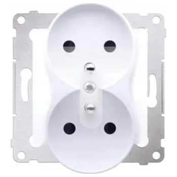 Elektrická zásuvka Kontakt Simon 54 Zásuvka Dvojitá s Kolíkem a Clonkami