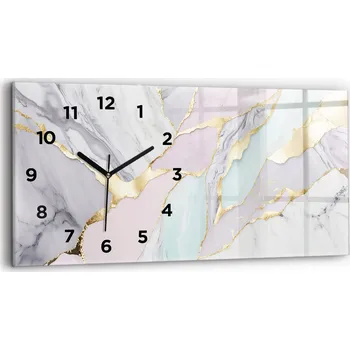 Hodiny Moderní skleněné nástěnné hodiny s potiskem 60 cm x 30 cm Mramorový vzor