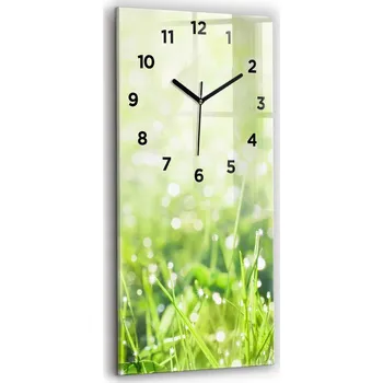 Hodiny Velké skleněné hodiny Klasické nástěnné Tiché ručičky Zelená tráva 30x60