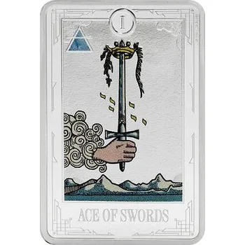 Stříbrná mince Tarotové karty (Malá arkána) - Ace of Swords 1 Oz 2025 Color PROOF (2.)
