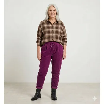 Dámské kalhoty Dámské strečové teplé kalhoty fialové Velikost: UNI: L - XXL