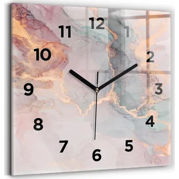 Hodiny Skleněné hodiny s motivem na zeď Tiché ručičky Textura mramoru 30x30