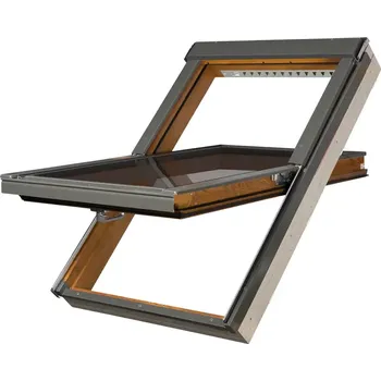 Okno Plastové kyvné okno PTP-V/GO U4 v dekoru zlatý dub FAKRO