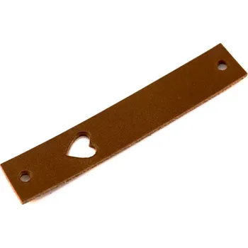 Pro Háčkování Kožený štítek přes okraj 70x12 mm se srdíčkem, mokka