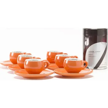 Danesi La Forma Sprint Gift Pack - Darkova Kazeta Kava 250g + 6 espresso šálků a 6 podšálků - oranžová