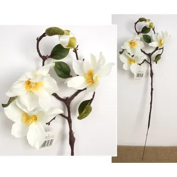 umělá květina Květ MAGNOLIA výška 73 cm (3 květy 12 cm a 1 poupě) BÍLÁ
