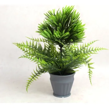 umělá květina Květina PAPRAK, TUJA v šedém květináči, výška 32 cm