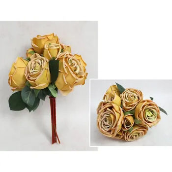 umělá květina Kytice RŮŽE výška 27 cm, 7 stonků (7 květů 8x6 cm, 3 poupata) RUŽOVÁ