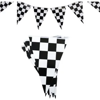 Party ŠACHOVNICE Girlanda, papírový trojúhelníkový praporek 205 cm