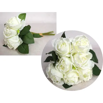umělá květina Kytice sušených růží, výška 29 cm (6 květů 5x6 cm) BÍLÁ