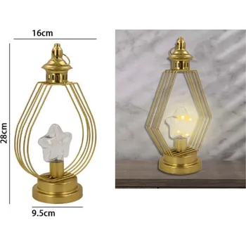 Stojací lampa Kovová lampa s pruhy a hvězdou 29,5 x 16 x 9,5 cm ZLATÁ