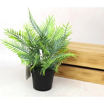 umělá květina Květina PAPRAK silikonová PE v květináči výška 27 cm ŠEDOZELENÁ