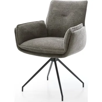 Jídelní židle DELIFE Jídelní židle Nela-Flex bouclé měkký tmavě béžová křížová podnož zúžená černá