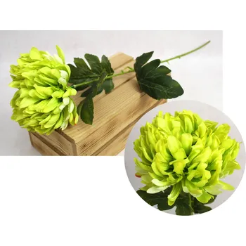 umělá květina Květina CHRYZANTEMA výška 63 cm (květina 15x7 cm) - ZELENO-ŽLUTÁ #L