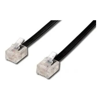 Síťový kabel Telefonní kabel 4 žíly, RJ11 samec - RJ11 samec, 15 m, černý, pro ADSL modem, economy