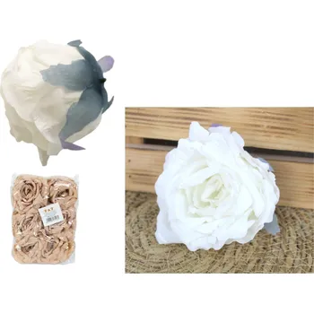 umělá květina Květinová hlavice RŮŽE 11x7,5 cm BÍLÁ