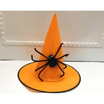 Čepice Čepice ČARODĚJNICE, ČARODĚJE s pavoukem 38x36 cm ORANŽOVÁ