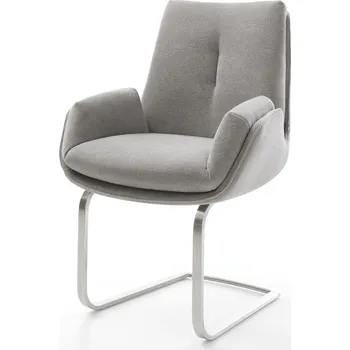 Jídelní židle DELIFE Jídelní židle Clea-Flex látka Měkký šedá jídelní židle plochý nerezová ocel