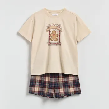 Dámské tričko Reserved - Pyžamová souprava s vánočním motivem - tmavomodrá - 962EX-59X - 962EX-59X-L