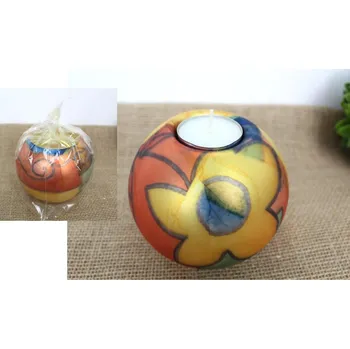 Svíčka Svíčka kulatá vitráž 10x9,5 cm