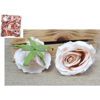 umělá květina Květinová hlavička, umělá RŮŽE 3D PRINT 11 cm – BROSKVOVÁ – 1 ks