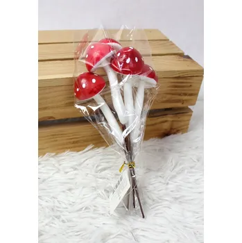 Styroporové houby, dekorativní, výška 18 cm na špičce ČERVENÉ - sada 5 ks v fólii