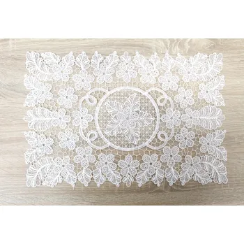 Papírový ubrousek Gipiurová ubrousek obdélníkový 40x30 cm bílý KVĚTY, LISTY