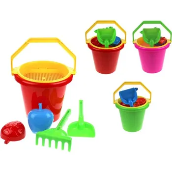 Hračka na písek Sada na písek pro děti – VELKÉ hladké vědro – 6 dílů