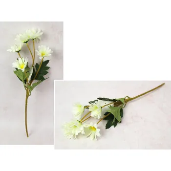 umělá květina Kytice GERBERA výška 41 cm, 5 stonků (5 květů 6x3 cm) ECRU s citronovým středem