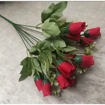 umělá květina Kytice RŮŽE drobná výška 32 cm 7 stonků (14 květů 3,5x2 cm) ČERVENÁ