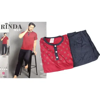 Pánské pyžamo Pánské pyžamo RINDA dlouhé kalhoty a košile s krátkými rukávy a 3 knoflíky NO:5461 - 1 ks