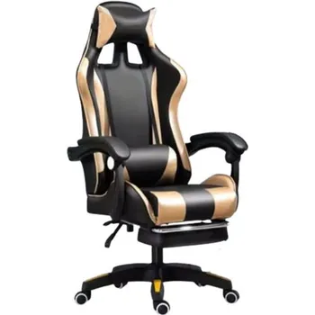 Herní židle Luxusní herní křeslo s polštářem v zlaté barvě