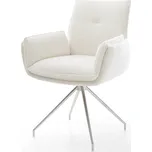 DELIFE Jídelní židle Nela-Flex bouclé měkký béžová křížová podnož zúžená nerezová ocel