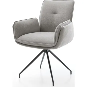 Jídelní židle DELIFE Jídelní židle Nela-Flex látka Měkký šedá křížová podnož zúžená černá