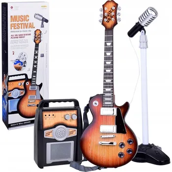 Hudební nástroj pro děti Elektrická kytara s mikrofonem a zesilovačem pro děti Karaoke IN0171