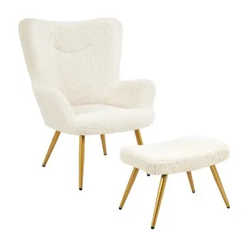 Křeslo Křeslo s podnožkou 613775 ivory, bílé - A YAHEETECH