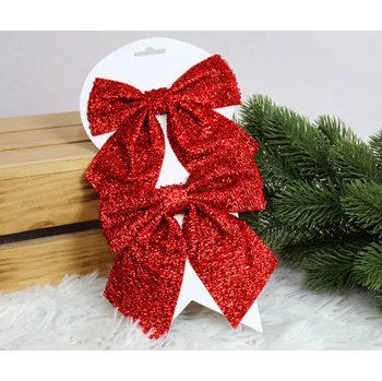 Vánoční dekorace Vánoční mašle 15x13 cm ČERVENÉ sada 2 ks