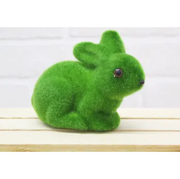 Velikonoční dekorace Velikonoční zajíc ze styroporu, flokovaný, ZELENÝ 15 x 11 x 8 cm