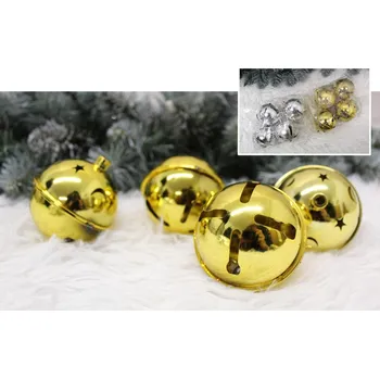 Vánoční dekorace Ozdoby, zvonečky PLAST bez závěsů 6 cm sada 4 ks