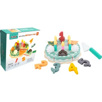 Dřevěná vzdělávací hračka DORT na suchý zip s doplňky 24 ks v krabici 19x19x6 cm