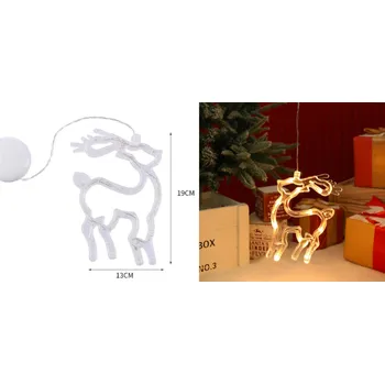 Vánoční dekorace Dekorace do okna na přísavku LED svítící RENIFER 19x13 cm bílá teplá