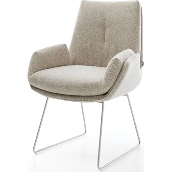 Jídelní židle DELIFE Jídelní židle Clea-Flex látka Měkký béžová tenká podnož nerezová ocel