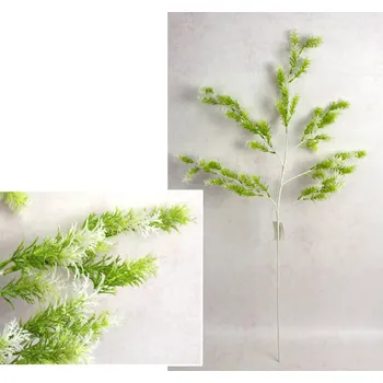 umělá květina Silikonová větvička, výška 100 cm, 6 ramen, SVĚTLE ZELENÁ s bílými konci