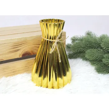 Váza l Dekorativní váza ZLATÁ plast 17,5x6 cm