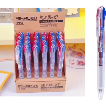 Dvoubarevné pero MODRÉ a ČERVENÉ 14 cm - 1 ks