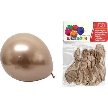Latexové balóny 10 palců metalizované RŮŽOVÉ ZLATO sada 10 ks cca 25 cm 25 g