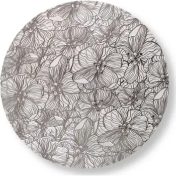 umělá květina Stolní podložka – umělá hmota, kulatá, s průhlednou fólií KVĚTINY 38 cm STŘÍBRNÁ