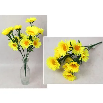 umělá květina Kytice GERBERA výška 42 cm, 7 stonků (14 květů 8x2 cm) ŽLUTÁ